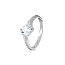 Steel and Princess-cut Cubic Zirconia By-pass Ring - ZRC046 Steel and Princess-cut Cubic Zirconia By-pass Ring - ZRC046